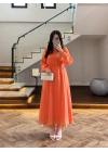 ORANGE DANTELLİ TENSEL ELBİSE-32466