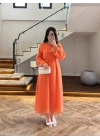 ORANGE DANTELLİ TENSEL ELBİSE-32466