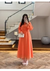 ORANGE DANTELLİ TENSEL ELBİSE-32466