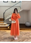 ORANGE DANTELLİ TENSEL ELBİSE-32466