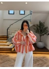 ORANGE/PEMBE KAPŞONLU YAĞMURLUK -9787