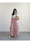 PEMBE ÇİÇEKLİ BOHEM ETEK