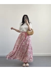 PEMBE ÇİÇEKLİ BOHEM ETEK