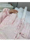 PEMBE ÇİZGİLİ BEBE YAKA PÜSKÜL BLUZ