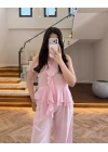 PEMBE HALTER YAKA VOLANLI BLUZ-5390