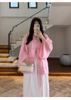 PEMBE İP BAĞCIKLI GÖMLEK -5098