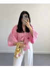 PEMBE İŞLEMELİ MÜSLİN KİMONO