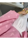 PEMBE İŞLEMELİ MÜSLİN KİMONO