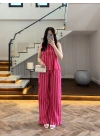 PEMBE KIRMIZI ÇİZGİLİ BLUZ PANTOLON TAKIM -4174
