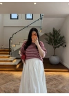 PEMBE-KIRMIZI KISA KOL TRİKO - 5282