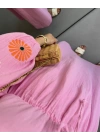 PEMBE KOLLARI NAKIŞLI MÜSLİN ELBİSE