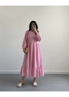 PEMBE MIDI BOY FİSTO ELBİSE
