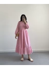 PEMBE MIDI BOY FİSTO ELBİSE