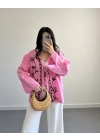 PEMBE MÜSLİN NAKIŞLI KİMONO