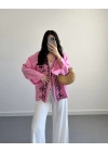 PEMBE MÜSLİN NAKIŞLI KİMONO