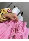 PEMBE ÖNDEN BÜZGÜLÜ YARIM KOL BLUZ