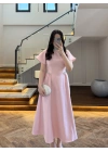 PEMBE TAŞ DETAY ELBİSE -EU3220