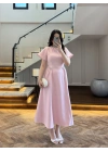 PEMBE TAŞ DETAY ELBİSE -EU3220