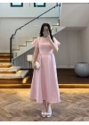 PEMBE TAŞ DETAY ELBİSE -EU3220