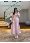 PEMBE TAŞ DETAY ELBİSE -EU3220