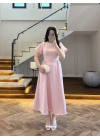 PEMBE TAŞ DETAY ELBİSE -EU3220