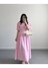 PERİY PEMBE KETEN ELBİSE