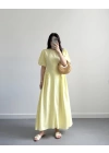 PERİY SARI KETEN ELBİSE