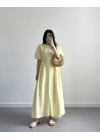 PERİY SARI KETEN ELBİSE