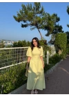 PERİY SARI KETEN ELBİSE