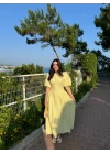 PERİY SARI KETEN ELBİSE