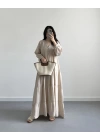 PİELA TAŞ TENSEL UZUN ELBİSE