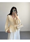 SARI ÇİZGİLİ BEBE YAKA PÜSKÜL BLUZ