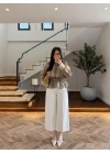 SARI ÇİZGİLİ BELDEN BÜZGÜLÜ BLUZ-EU5234