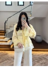 SARI DANTEL ŞERİT BLUZ - 5519