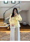 SARI DANTEL ŞERİT BLUZ - 5519
