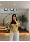 SARI DESENLİ KİMONO GÖMLEK-5139
