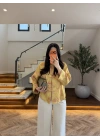 SARI DESENLİ KİMONO GÖMLEK-5139