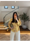 SARI DESENLİ KİMONO GÖMLEK-5139