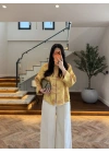 SARI DESENLİ KİMONO GÖMLEK-5139