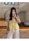 SARI HALTER YAKA VOLANLI BLUZ-5390