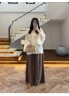 SARI İP BAĞCIKLI BRODELİ GÖMLEK -5096