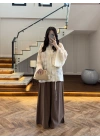 SARI İP BAĞCIKLI BRODELİ GÖMLEK -5096