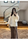SARI İP BAĞCIKLI BRODELİ GÖMLEK -5096