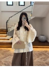 SARI İP BAĞCIKLI BRODELİ GÖMLEK -5096