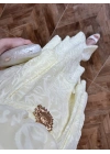 SARI KEMERLİ KAT KAT ELBİSE -4098