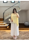 SARI KISA KOL PELERİN BLUZ -5107