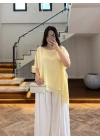 SARI KISA KOL PELERİN BLUZ -5107