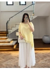 SARI KISA KOL PELERİN BLUZ -5107