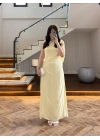SARI ŞAL DETAY ELBİSE -EU3184