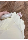SARI SIRT BAĞLAMA DETAY TÜL ELBİSE -4076
